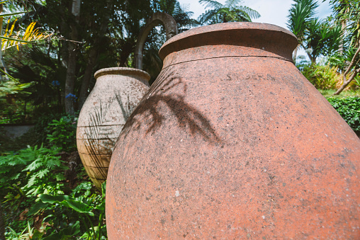 ancient big clay pots outdoors