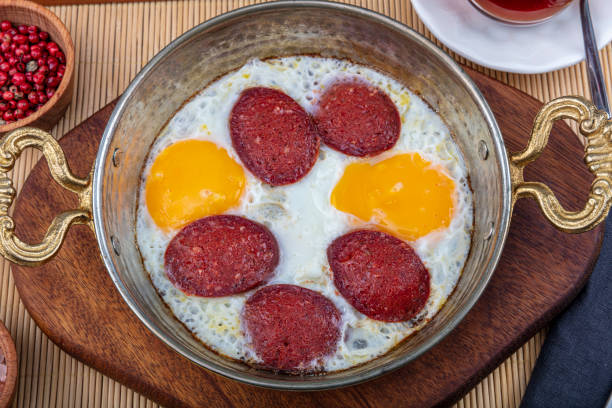 istock Sucuklu yumurta - Turkish style eggs with beef sausage 1166644726