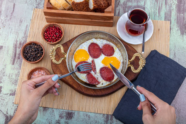 Sucuklu yumurta - Turkish style eggs with beef sausage