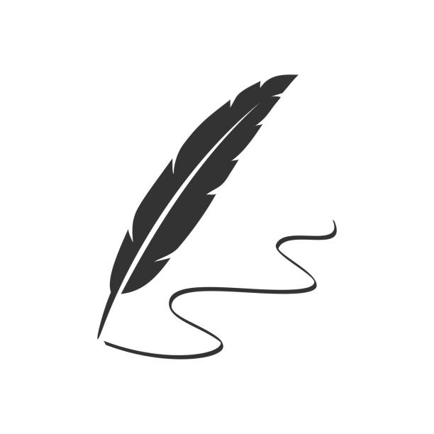 ilustrações de stock, clip art, desenhos animados e ícones de feather pen logo template illustration design. vector eps 10. - pena de escrever