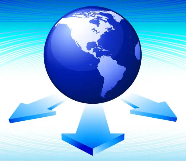 Vector illustration of globe on blue Background