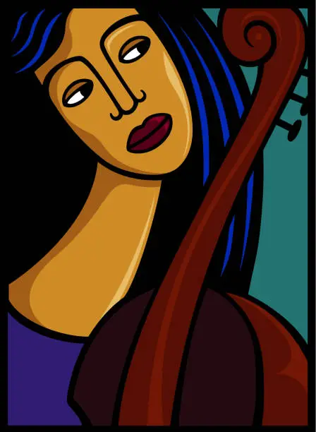 Vector illustration of Woman with Cello
