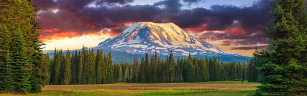 Beautiful Colorful Image of Mount Adams stock photo