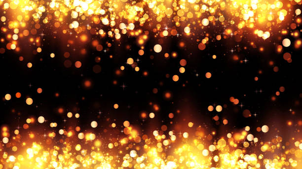 istock Frame of bright golden particles with magic highlights. Background with golden glitter particles. Beautiful holiday background template for premium design 1166656956