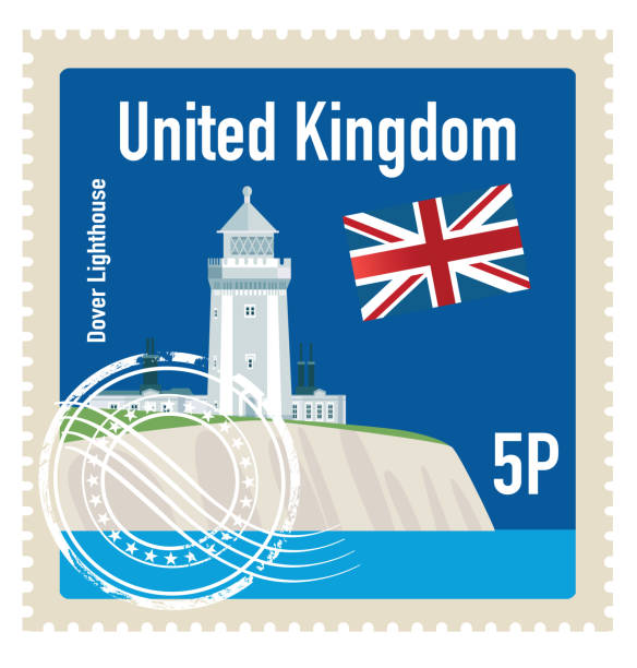 Dover lighthouse Stamp Vector Dover lighthouse Stamp north downs stock illustrations