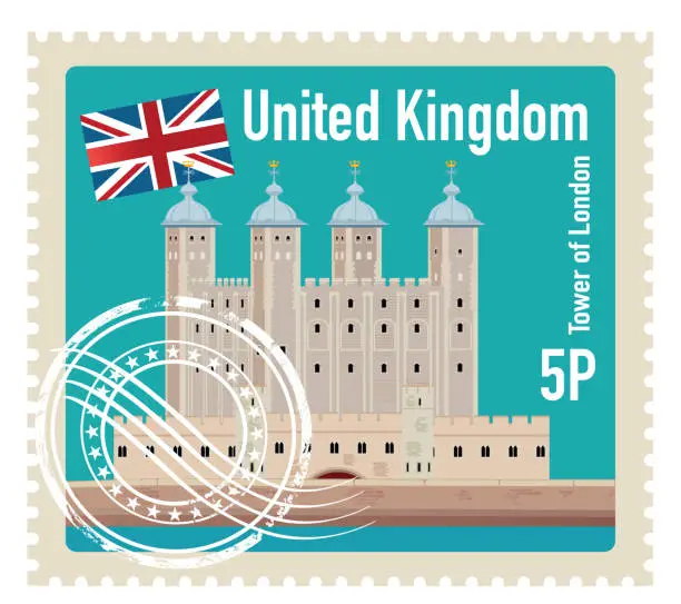 Vector illustration of Tower of London Stamp