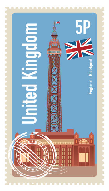 Blackpool Tower Stamp Vector Blackpool Tower Stamp pleasure beach blackpool stock illustrations