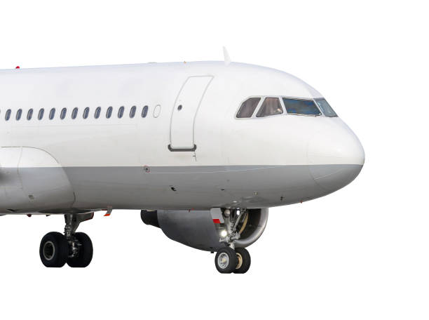 istock Aircraft nose front with landing gear extended isolated on white background. 1166661918