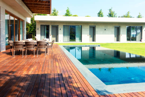 istock Garden with swimming pool 1166663854