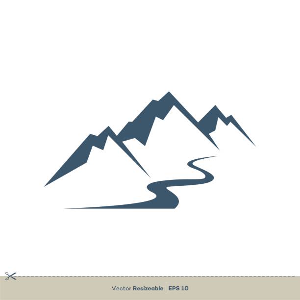 火山山ベクトルロゴテンプレートイラストデザイン。ベクトル eps 10. - river点のイラスト素材／クリップアート素材／マンガ素材／アイコン素材