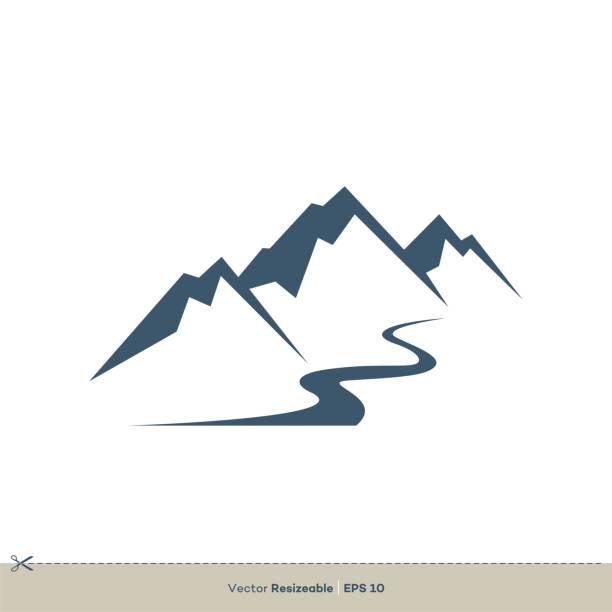 volcano mountain vector logo szablon ilustracja projekt. wektor eps 10. - river stock illustrations