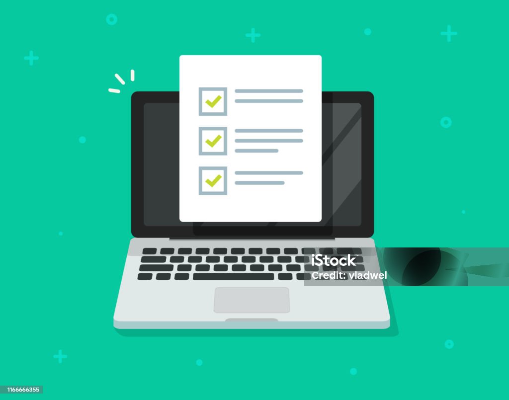 Verificați documentul listei pe vector laptop, computer de desene animate plat cu lista de selectare pe hârtie și de a face lista cu casete de selectare, conceptul de sondaj, test online, lucruri finalizate sau făcut test, feedback-ul - vector de stoc Laptop fără redevențe Verificați documentul listei pe vector laptop, computer de desene animate plat cu lista de selectare pe hârtie și de a face lista cu casete de selectare, conceptul de sondaj, test online, lucruri finalizate sau făcut test, feedback-ul - vector de stoc Laptop fără redevențe