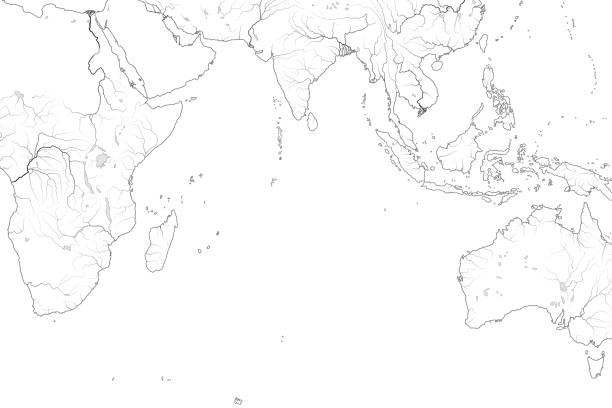 World Map of INDIAN OCEAN: Erythraean Sea, Arabian Sea, Bengal Bay, Sri-Lanka, The Maldives, The Seychelles, Ceylon, India, Africa, Australia, Indonesia, Madagascar. Geographic chart with coastline. World Map of INDIAN OCEAN: Erythraean Sea, Arabian Sea, Bengal Bay, Sri-Lanka, The Maldives, The Seychelles, Ceylon, India, Africa, Australia, Indonesia, Madagascar. Geographic chart with coastline. indian ocean stock illustrations