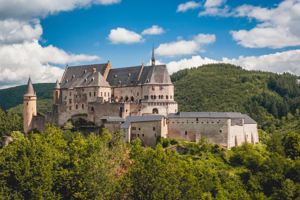 Vianden Castle Vianden Castle - Luxembourg. This photo was taken in Vianden, June 2019. vianden stock pictures, royalty-free photos & images