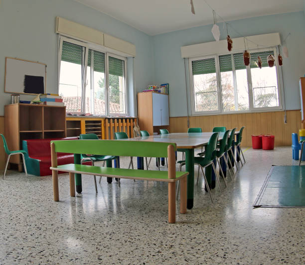 istock green chairs and low tables of a kindergarten class 1166668463