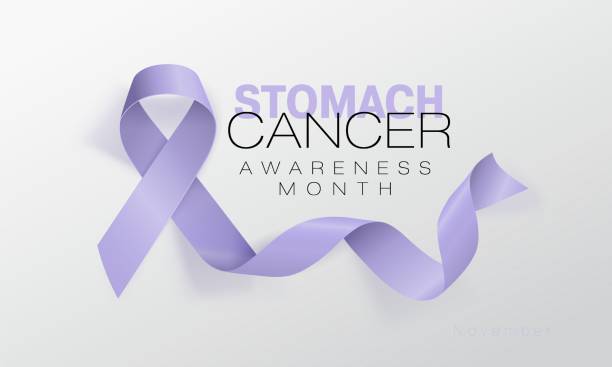 Stomach Cancer Awareness Calligraphy Poster Design. Realistic Periwinkle Ribbon. November is Cancer Awareness Month. Vector Stomach Cancer Awareness Calligraphy Poster Design. Realistic Periwinkle Ribbon. November is Cancer Awareness Month. Vector Illustration stomach cancer stock illustrations