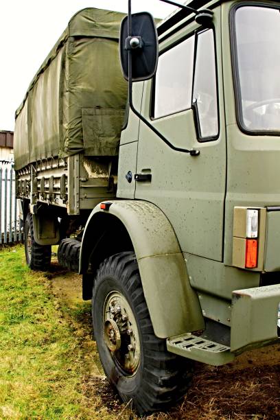 istock green army truck parked up 1166672119