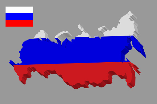 Russia Map 3d In Russian Flag Russian Federation Vector Map And Flag Vector  Illustration Stock Illustration - Download Image Now - iStock