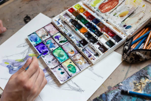 istock Closeup of brush and palette 1166673452