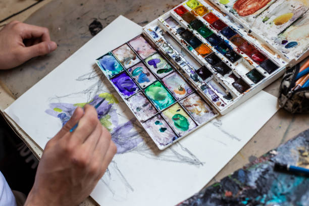 istock Closeup of brush and palette 1166673521