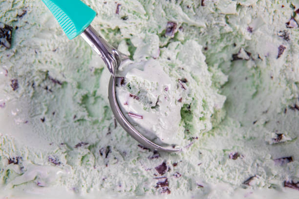 istock Top view of mint flavour ice cream with chocolate flakes 1166674305