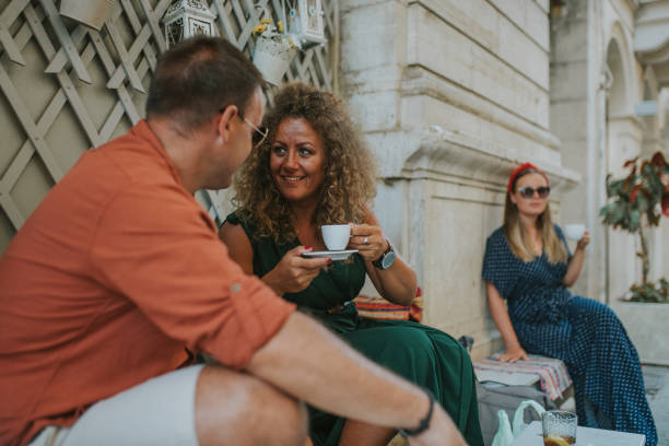istock Lovers drinking cafe in old town cafe 1166677817