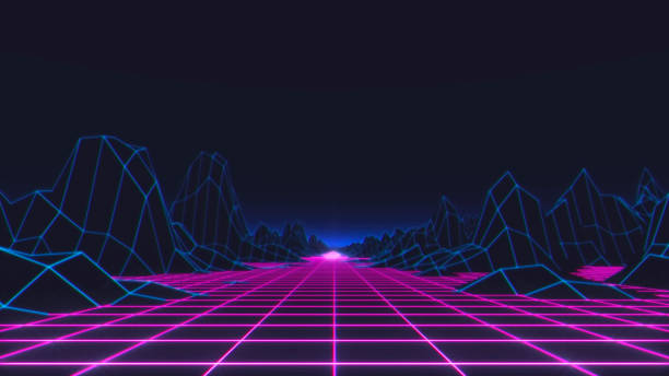istock 80s Retro Futurism Background. 3d illustration 1166680447