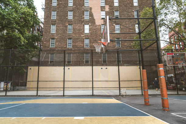 Basketball player training outdoors