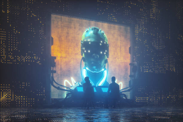 istock Futuristic cyborg religion and control 1166695427
