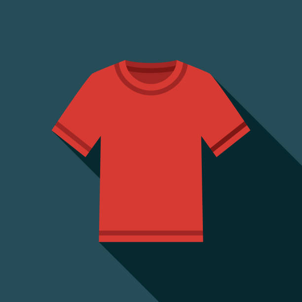 T-shirt Clothing & Accessories Icon A flat design icon with a long shadow. File is built in the CMYK color space for optimal printing. Color swatches are global so it’s easy to change colors across the document. all shirts stock illustrations
