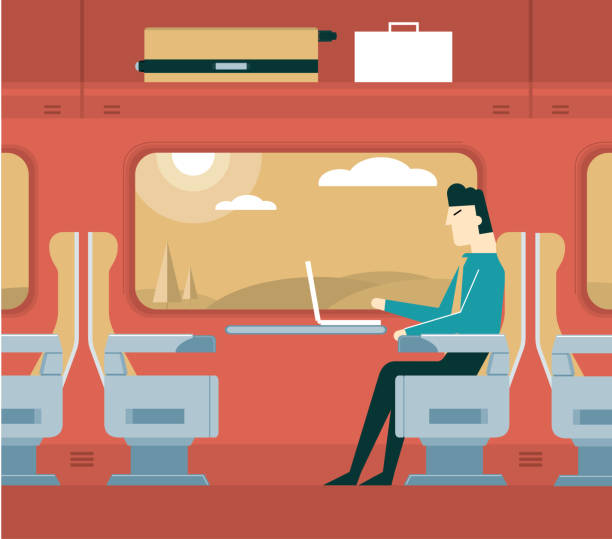 illustrations, cliparts, dessins animés et icônes de voyager dans un train - homme d'affaires - vehicle seat illustrations