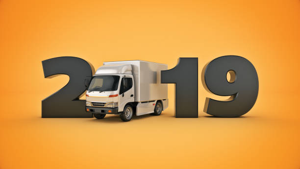 istock delivery truck concept 2019 New Year sign. 3d rendering 1166709446