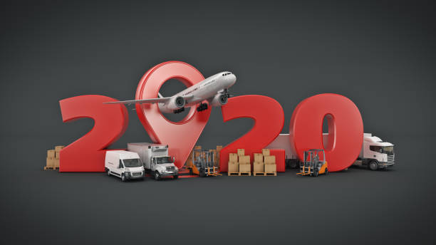 istock world wide cargo transport concept. 2020 New Year sign. 3d rendering 1166709469