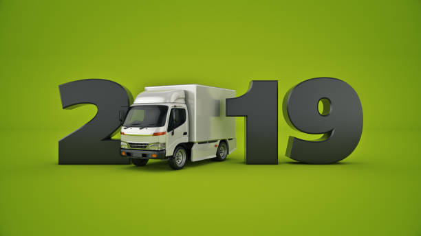 istock delivery truck concept 2019 New Year sign. 3d rendering 1166709715