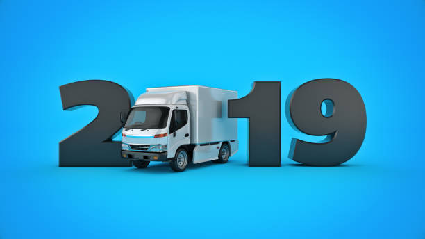 istock delivery truck concept 2019 New Year sign. 3d rendering 1166710353