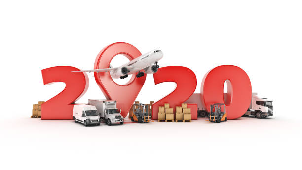 istock world wide cargo transport concept. 2020 New Year sign. 3d rendering 1166710485