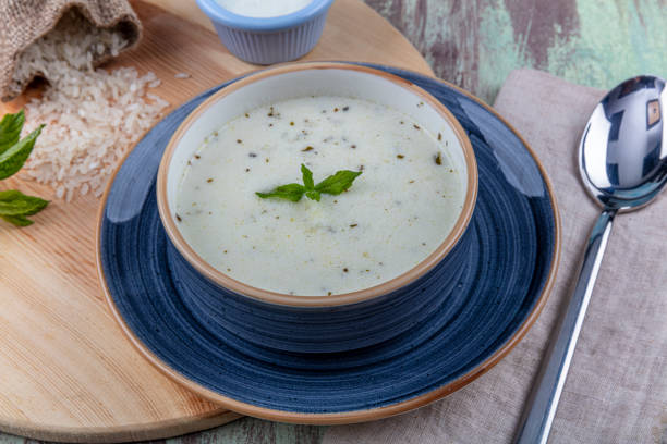 istock Traditional yayla soup (yoghurt soup) on wooden background 1166710637
