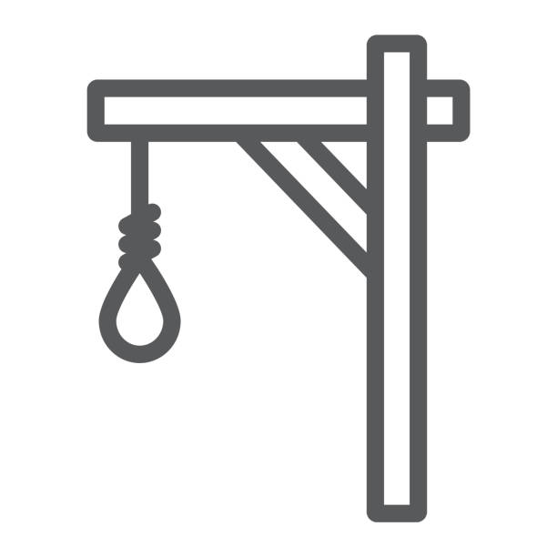 Gallows line icon, hang and knot, rope sign, vector graphics, a linear pattern on a white background. Gallows line icon, hang and knot, rope sign, vector graphics, a linear pattern on a white background, eps 10. hangman stock illustrations