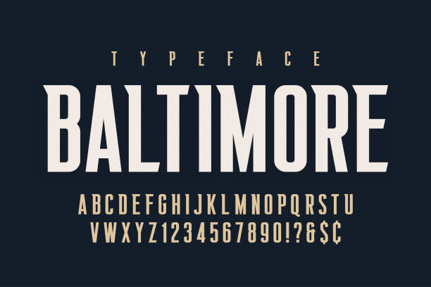 Original retro condensed alphabet, creative characters set Original condensed alphabet, creative characters set. Vector illustration vintage sports stock illustrations