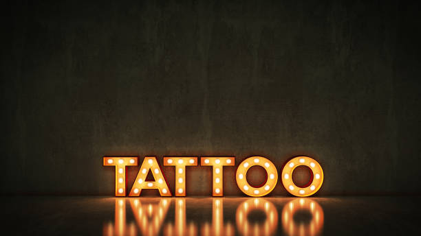 istock Neon Sign on Brick Wall background - Tattoo. 3d rendering 1166717719