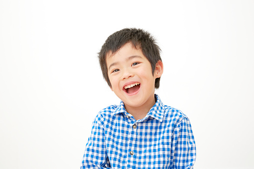 Japanese boy in white background