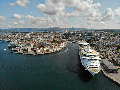 July 2019, Explorer of the Seas, cruise ship belonging to Royal Caribbean International, docked at the cruise terminal of Stavanger, making the Scandinavia & Russia itinerary. Completed in 2000, she became the world's largest passenger ship at the time of its launch.