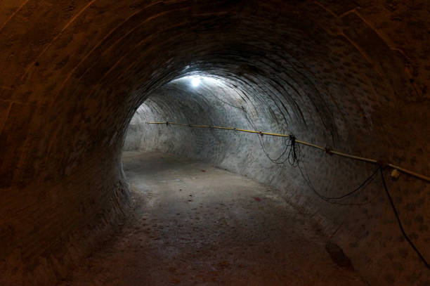 istock Atmosphere walk way inside open tunnel Built with cement concrete 1166725236