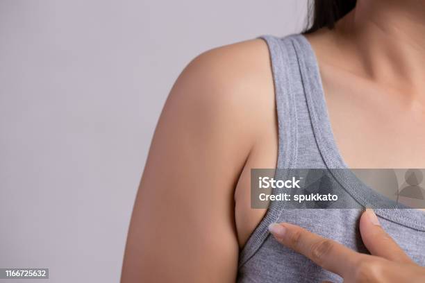 Close Up Woman Pointing Her Skin Underarm Problem Armpit Fat Skin Concept  Stock Photo - Download Image Now - iStock
