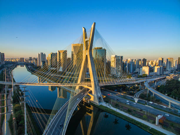 istock Suspension bridge. Cable-stayed bridge in the world. 1166728644