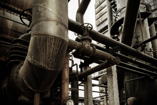 Massive metal construction an an abandoned factory