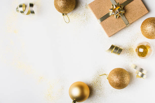 istock Christmas and holiday gold celebration flat lay 1166732039