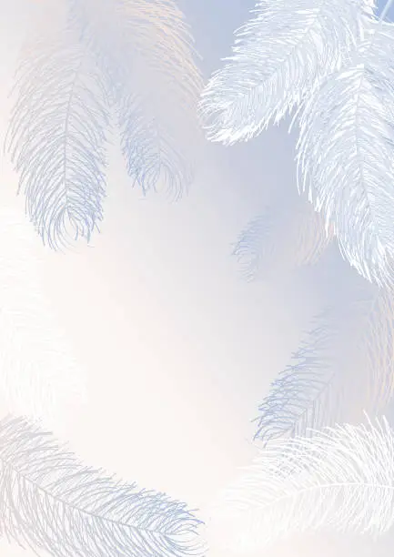 Vector illustration of frame of the window is a delicate fluff of angel wings, white feathers