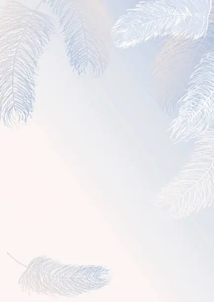 Vector illustration of transparent delicate fluff of angel wings, white feathers