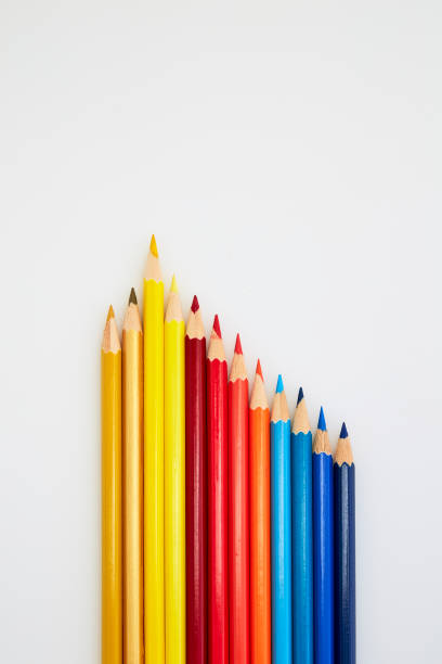 istock Colorful wooden pencils for drawing on white a background 1166743443